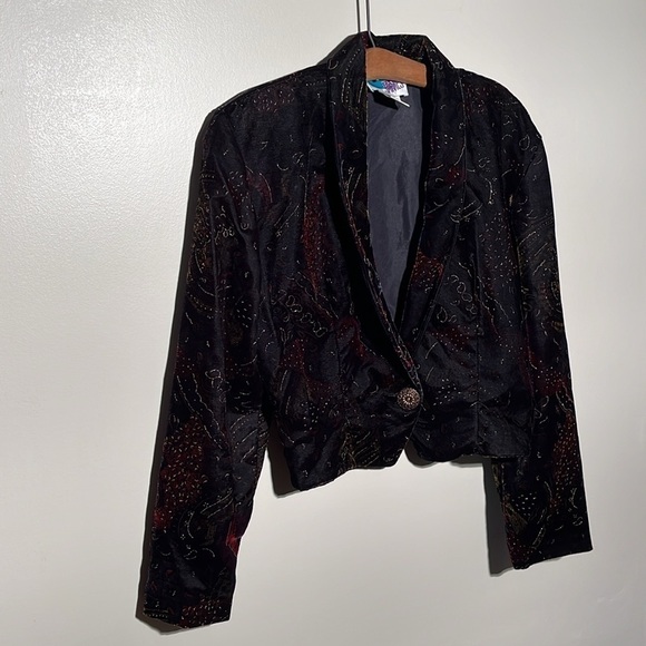 Vintage James Cropped Velour Blazer - Picture 2 of 9
